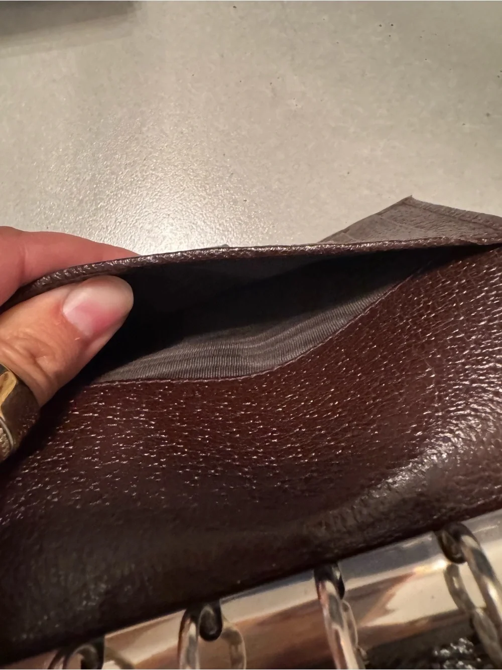 Gucci Brown GG Canvas agenda or Passport Cover with Leather Snap